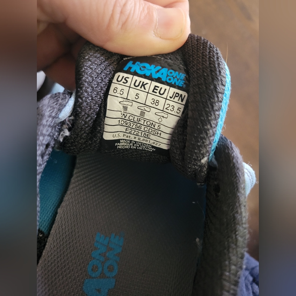 Hoka Women's Clifton 5 Cyan Dark Shadow Running Shoes Size 6.5 Athletic Sneakers - Picture 10 of 13